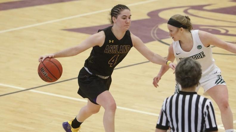 Renee Stimpert leads the Ashland women's basketball offense. 
