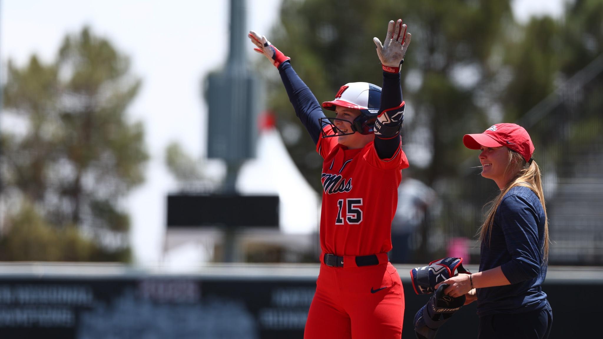 Ole Miss celebrates win over Boston