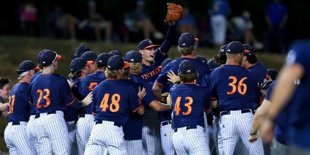 UT Tyler celebrates winning another DII baseball super regional.