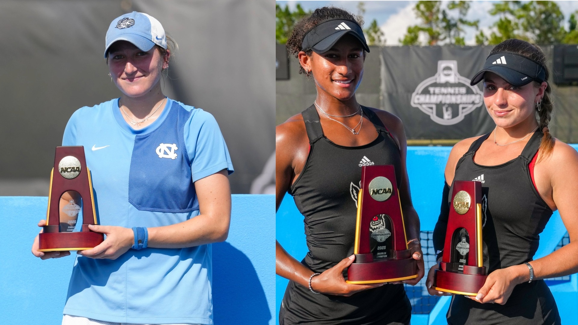 North Carolina's Reese Brantmeier won the DI women's tennis singles championship and NC State's Gabbi Broadfoot and Tori Osuigwe won the doubles championship